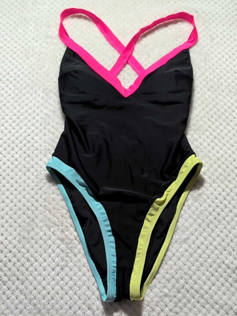 Cupshe Neon Splash Colorblock One Piece Swimsuit